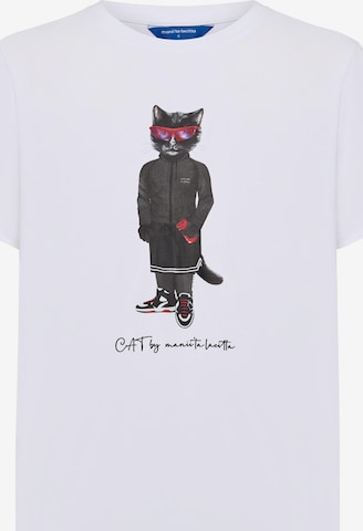 Cat e Lolette - Camiseta 'Sport Cat' en blanco: frente