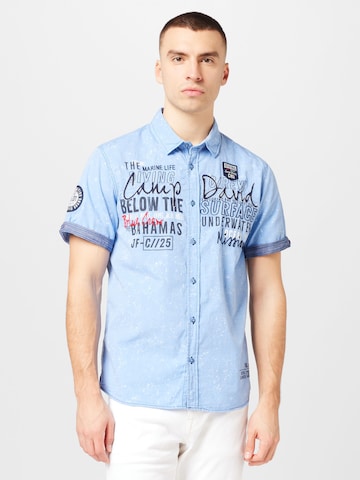 CAMP DAVID Regular fit Button Up Shirt in Blue: front