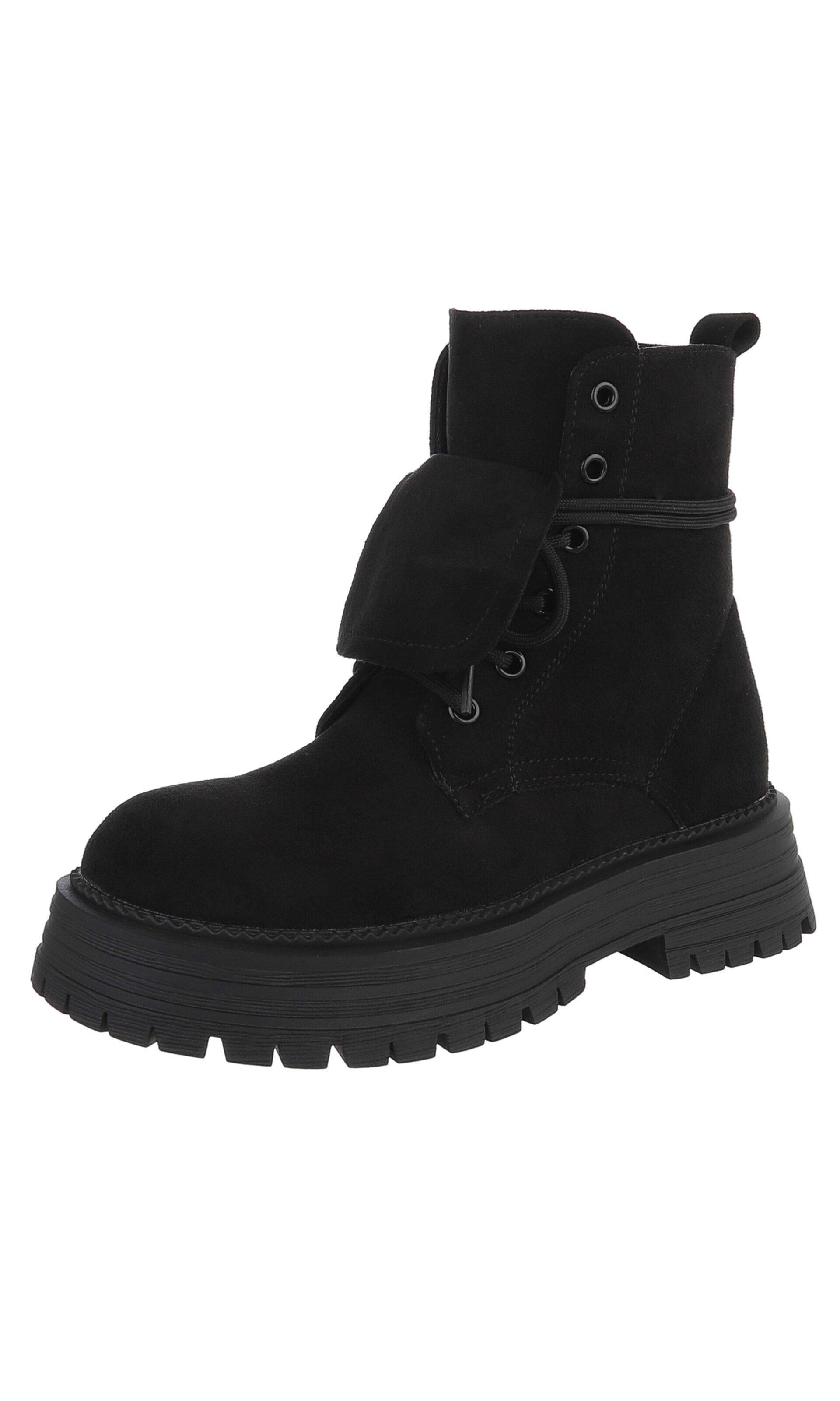 Ital-Design Schnürstiefelette in Schwarz: Vorderseite