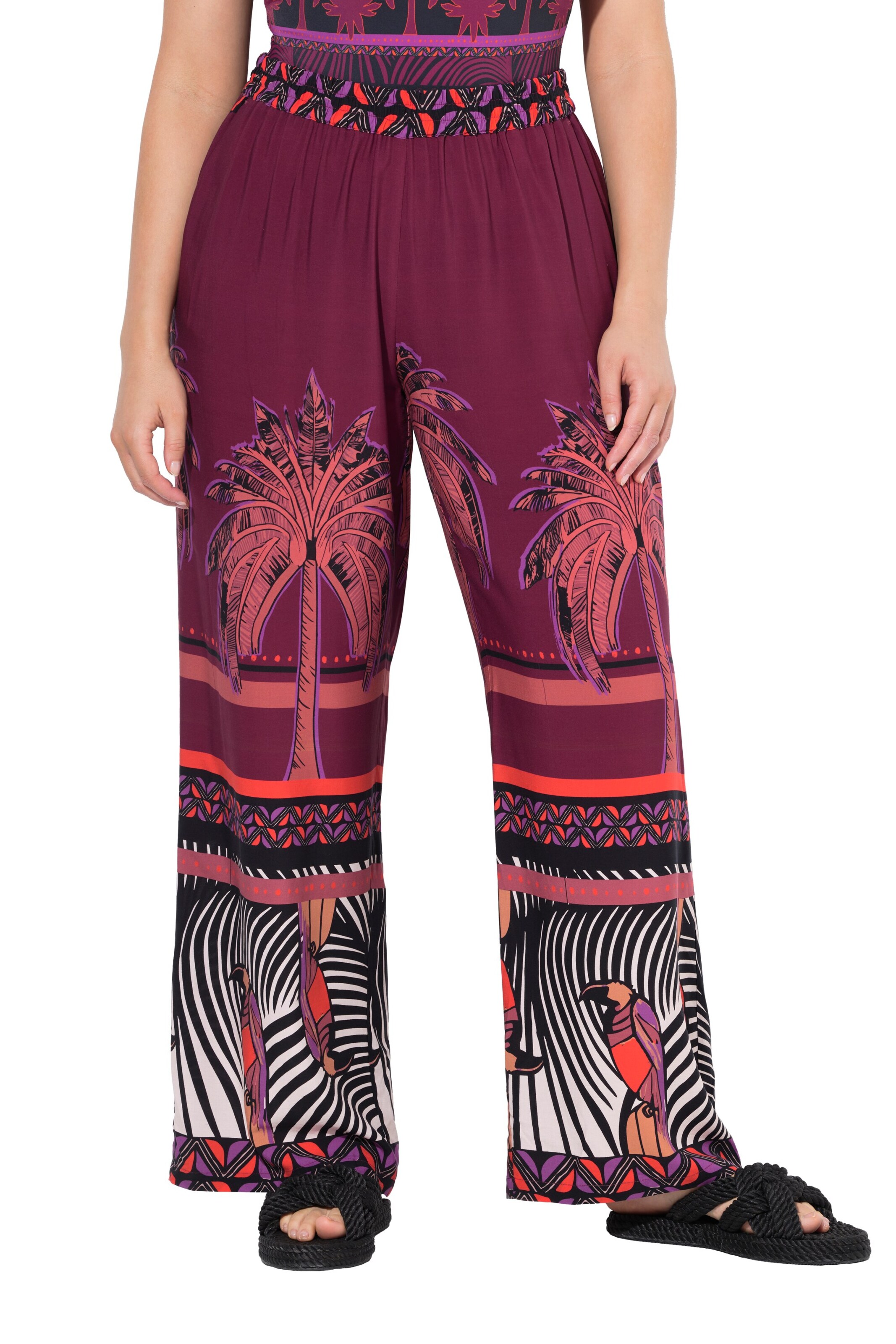 Ulla Popken Wide Leg Hosen in Lila: Vorderseite