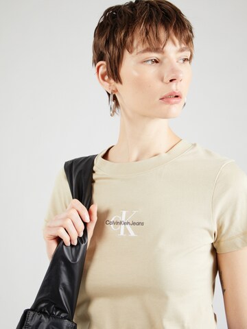 Calvin Klein Jeans Štandardný strih Tričko - Béžová