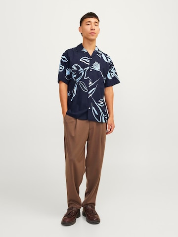 JACK & JONES Comfort fit Button Up Shirt 'Palma Resort' in Blue