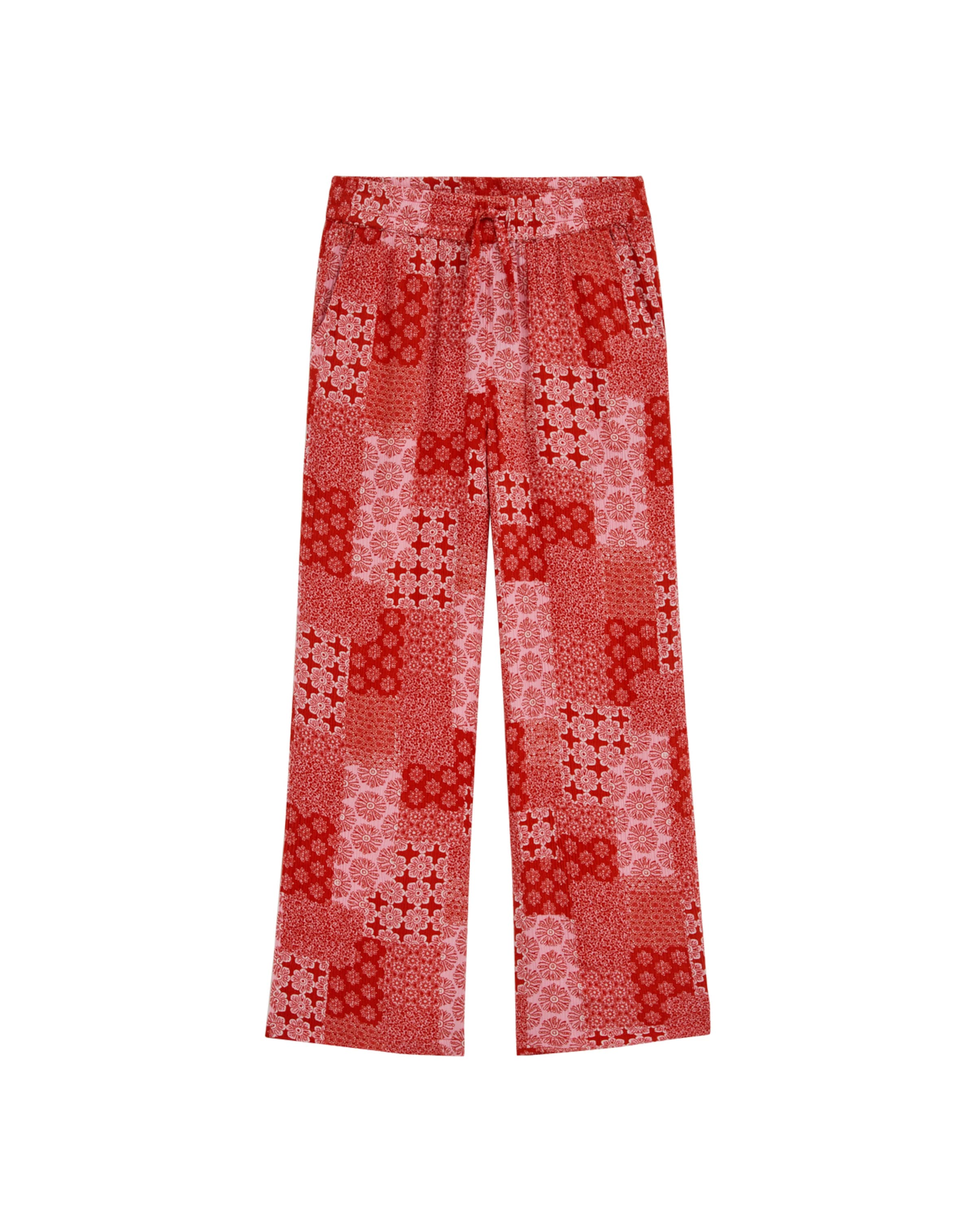 WE Fashion Ohlapna forma Hlače | rdeča barva: sprednja stran