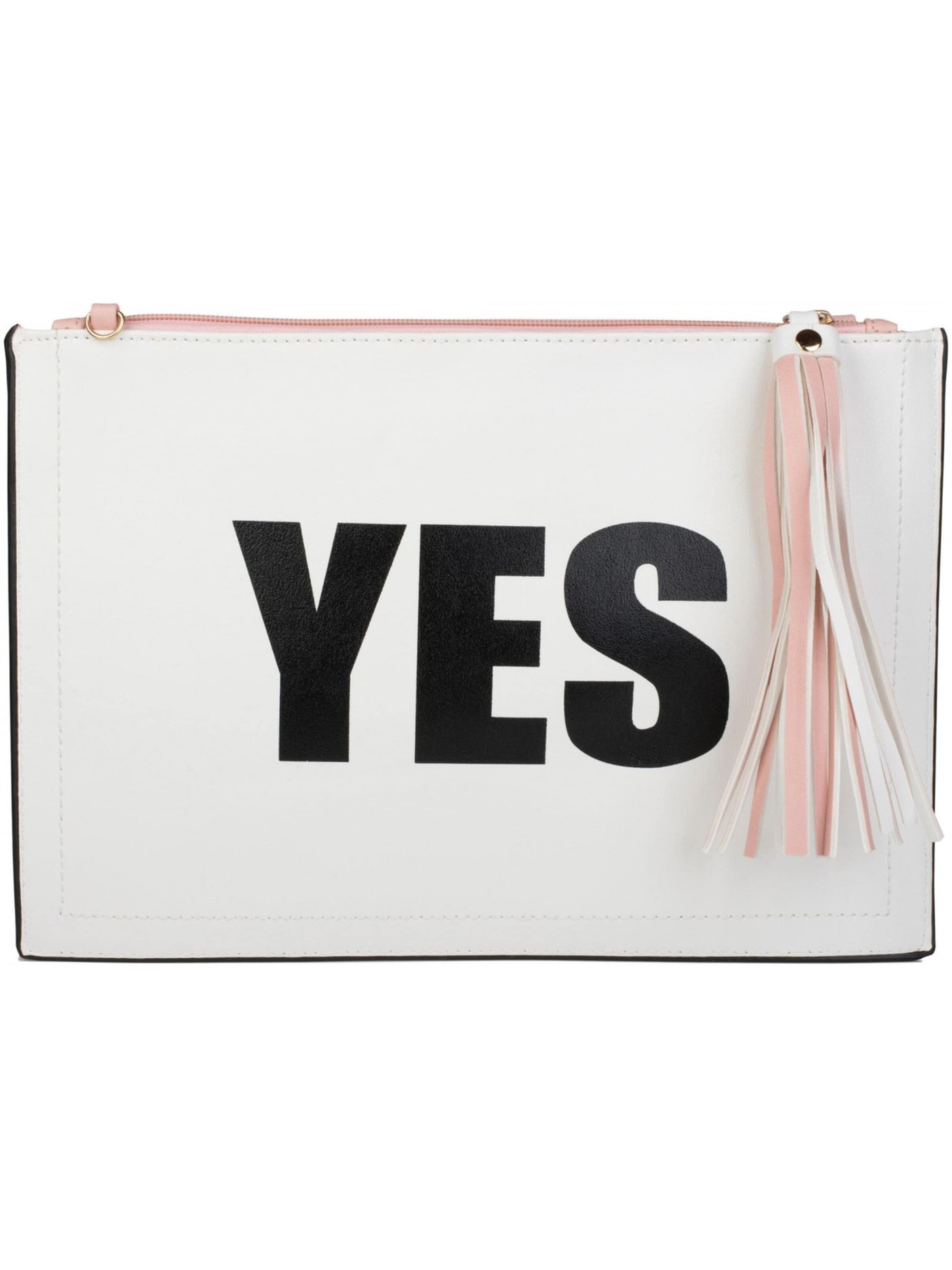 styleBREAKER Clutch 'Clutch mit YES und NO Print'‌‌‌‌‌‌‌ in Pink: Vorderseite