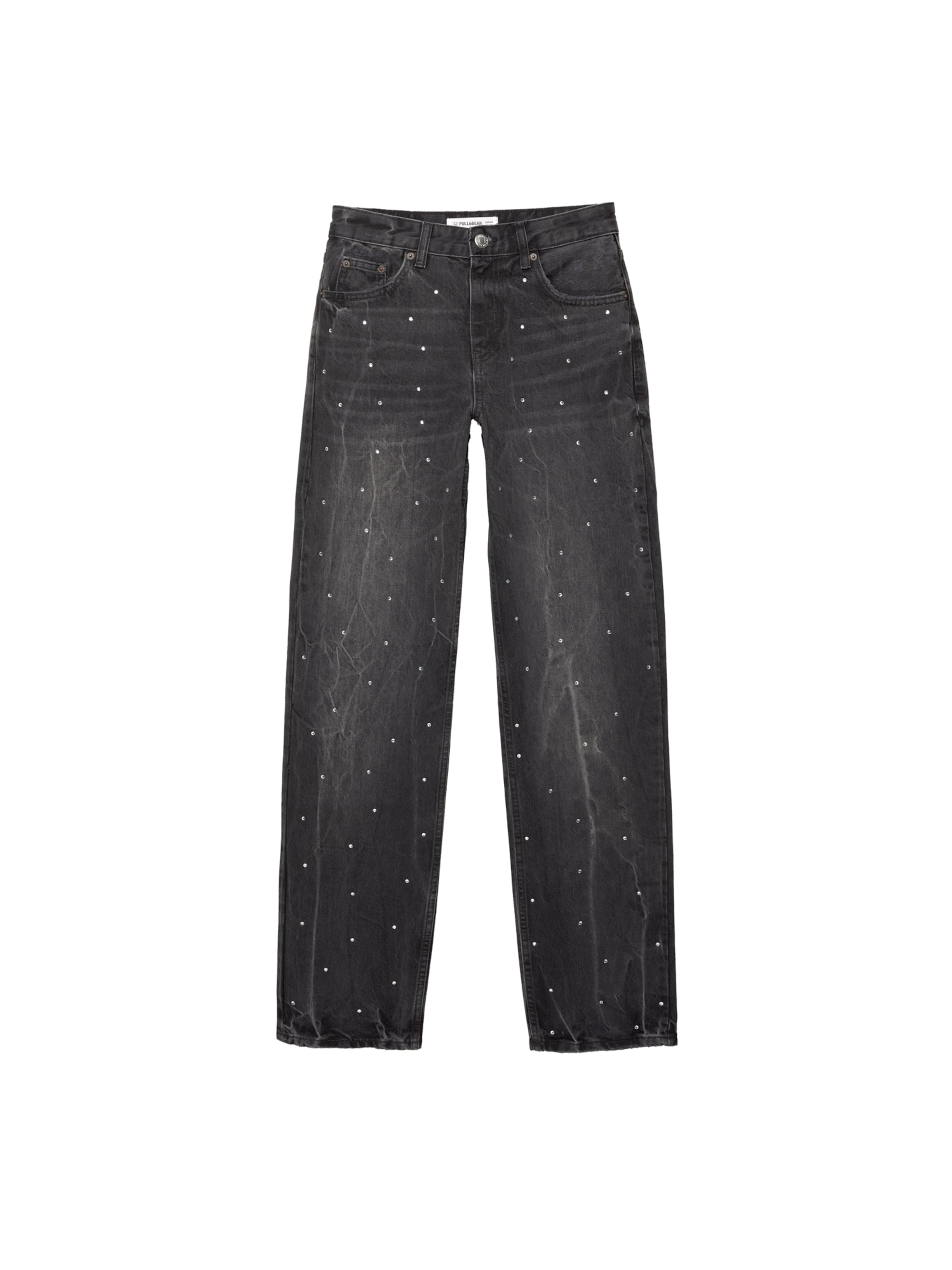 Pull&Bear Широка кройка Дънки в черно: отпред