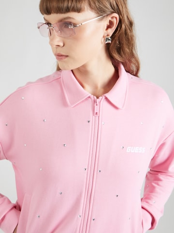 GUESS Athletic Zip-Up Hoodie 'SKYLAR' in Pink