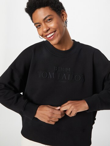 TOM TAILOR DENIM Sweatshirt in Black