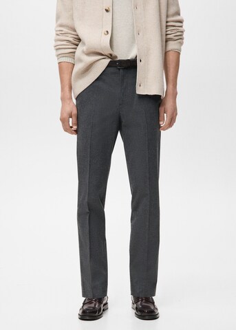 MANGO MAN Slim fit Pleated Pants 'Brest' in Grey: front