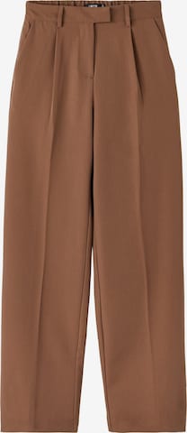 LMTD Wide leg Pleat-Front Pants 'REGINA' in Brown: front