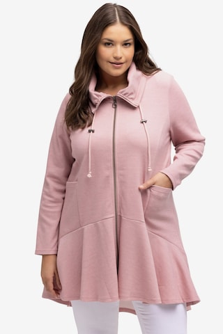 Ulla Popken Zip-Up Hoodie in Pink: front