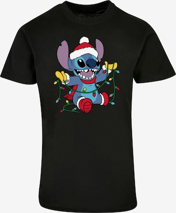 T-Shirt 'Lilo And Stitch - Christmas Lights' ABSOLUTE CULT en noir : devant