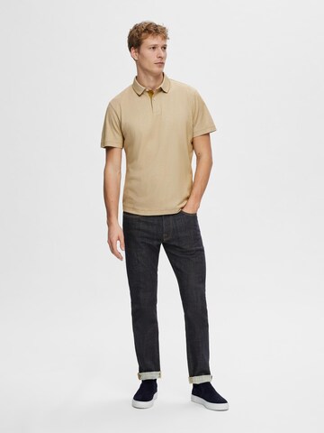 SELECTED HOMME Poloshirt 'Leroy' in Beige