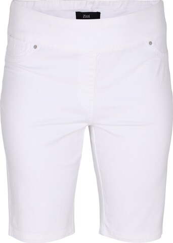 Coupe slim Pantalon 'MEI' Zizzi en blanc : devant