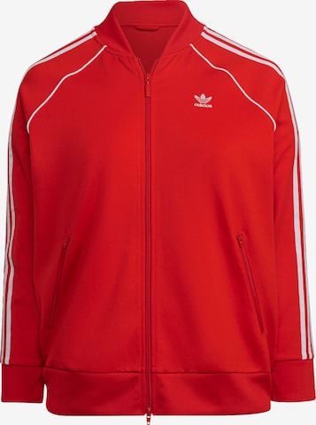 ADIDAS ORIGINALS Zip-Up Hoodie 'Primeblue' in Red: front