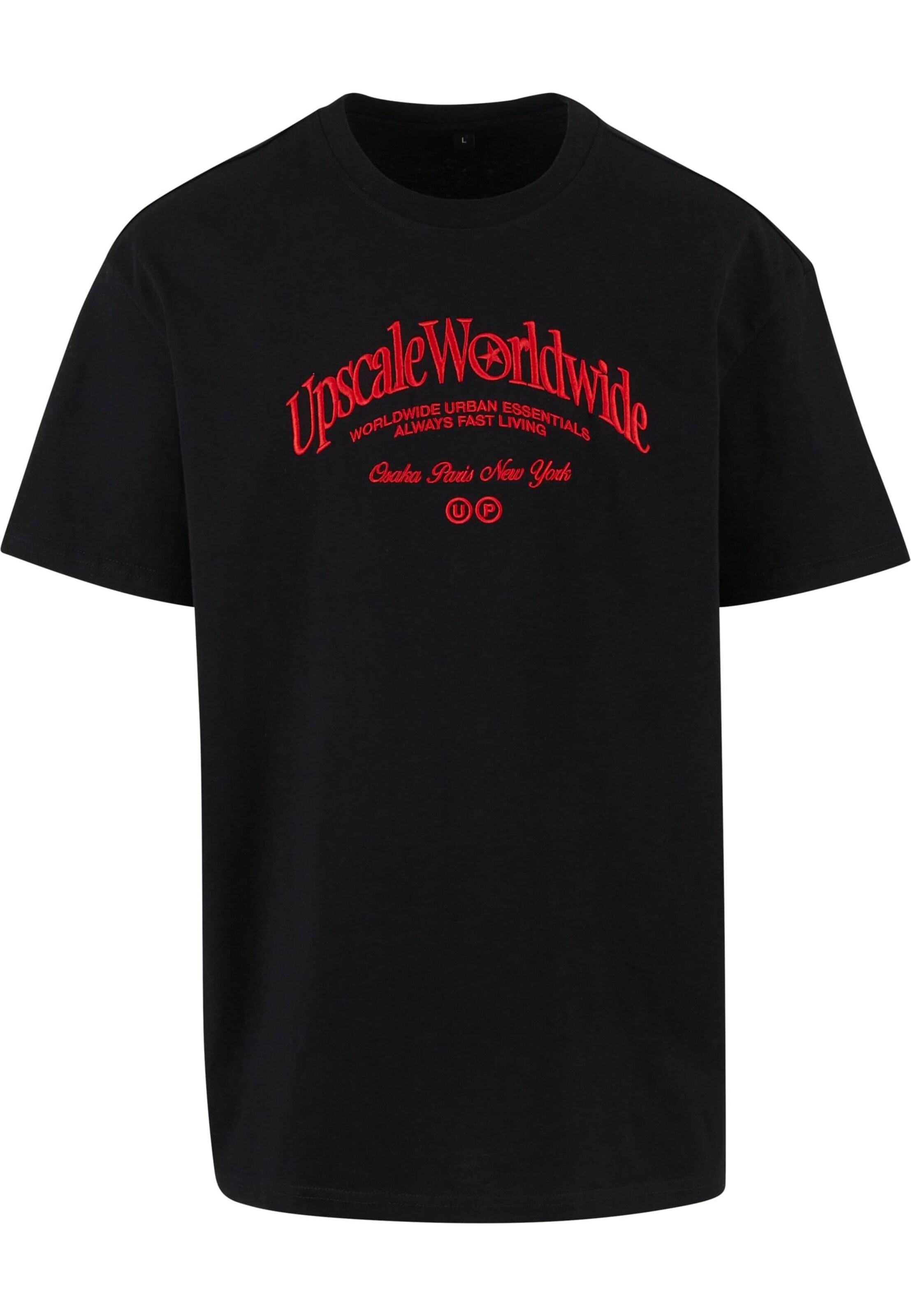 MT Upscale T-Shirt 'Upscale World Wide' in Schwarz: Vorderseite