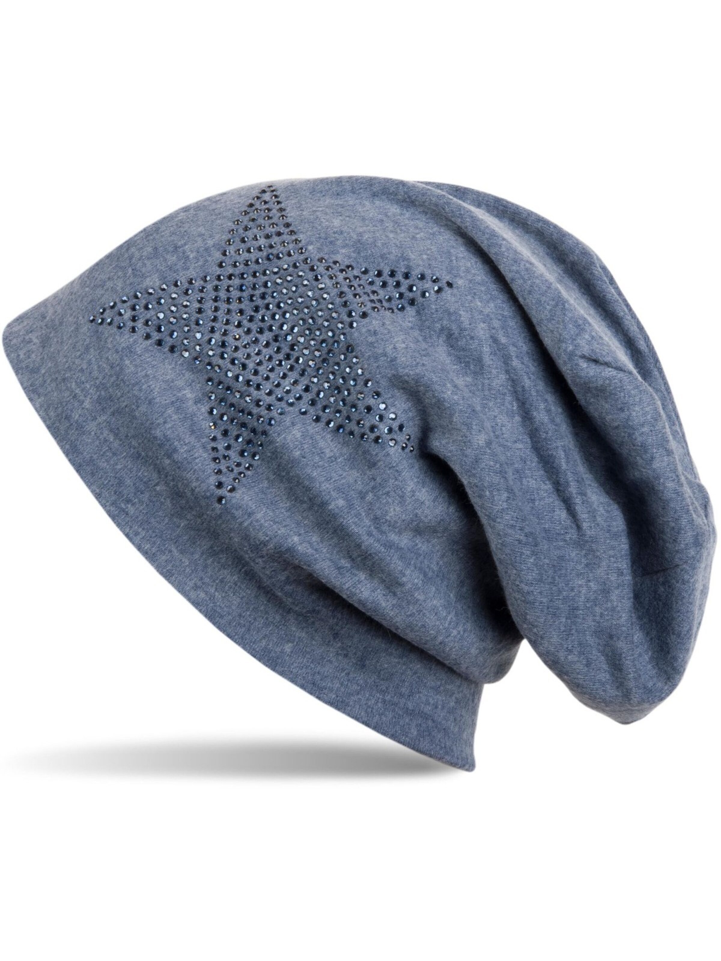 styleBREAKER Mütze 'Warme Beanie Mütze mit Strass Stern'‌ in 54-64 in blue denim, Produktansicht