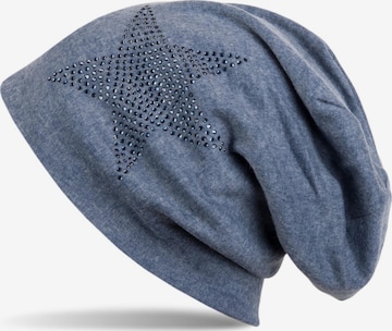 styleBREAKER Mütze 'Warme Beanie Mütze mit Strass Stern' in Blau: Vorderseite