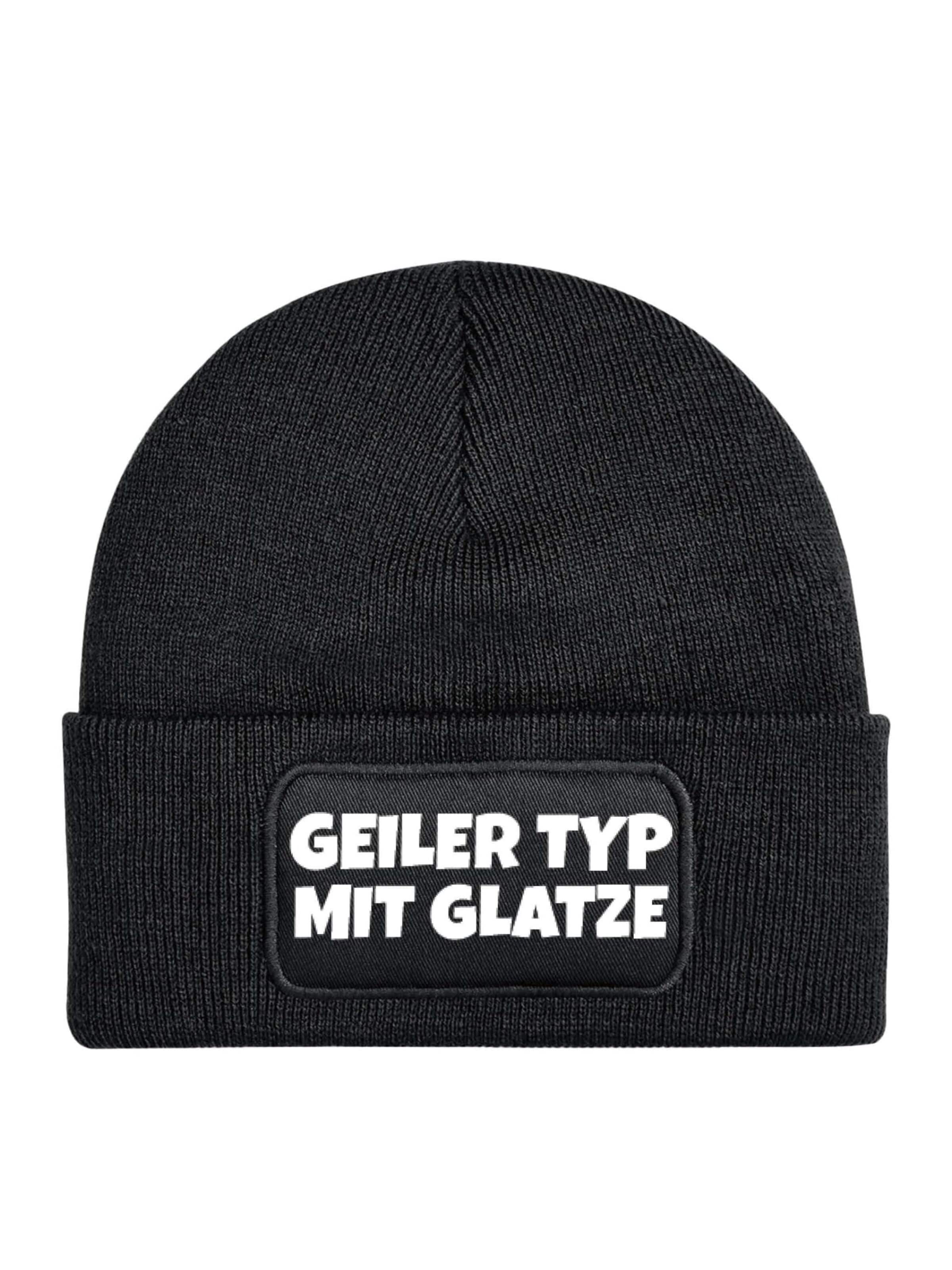 Youth Designz Beanie 'Geiler Typ mit Glatze' in Black: front