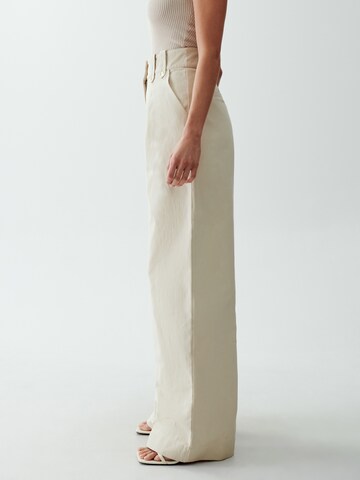 The Fated Loosefit Bukser med lægfolder 'MAJOR' i beige