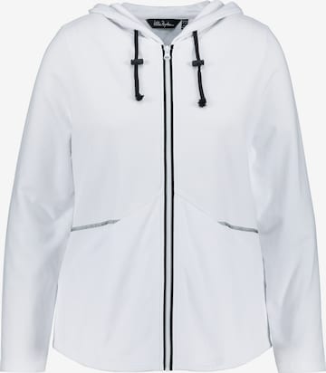 Ulla Popken Zip-Up Hoodie in White: front