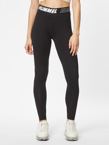 Skinny Pantaloni sport 'Maja' de la Hummel pe negru: față