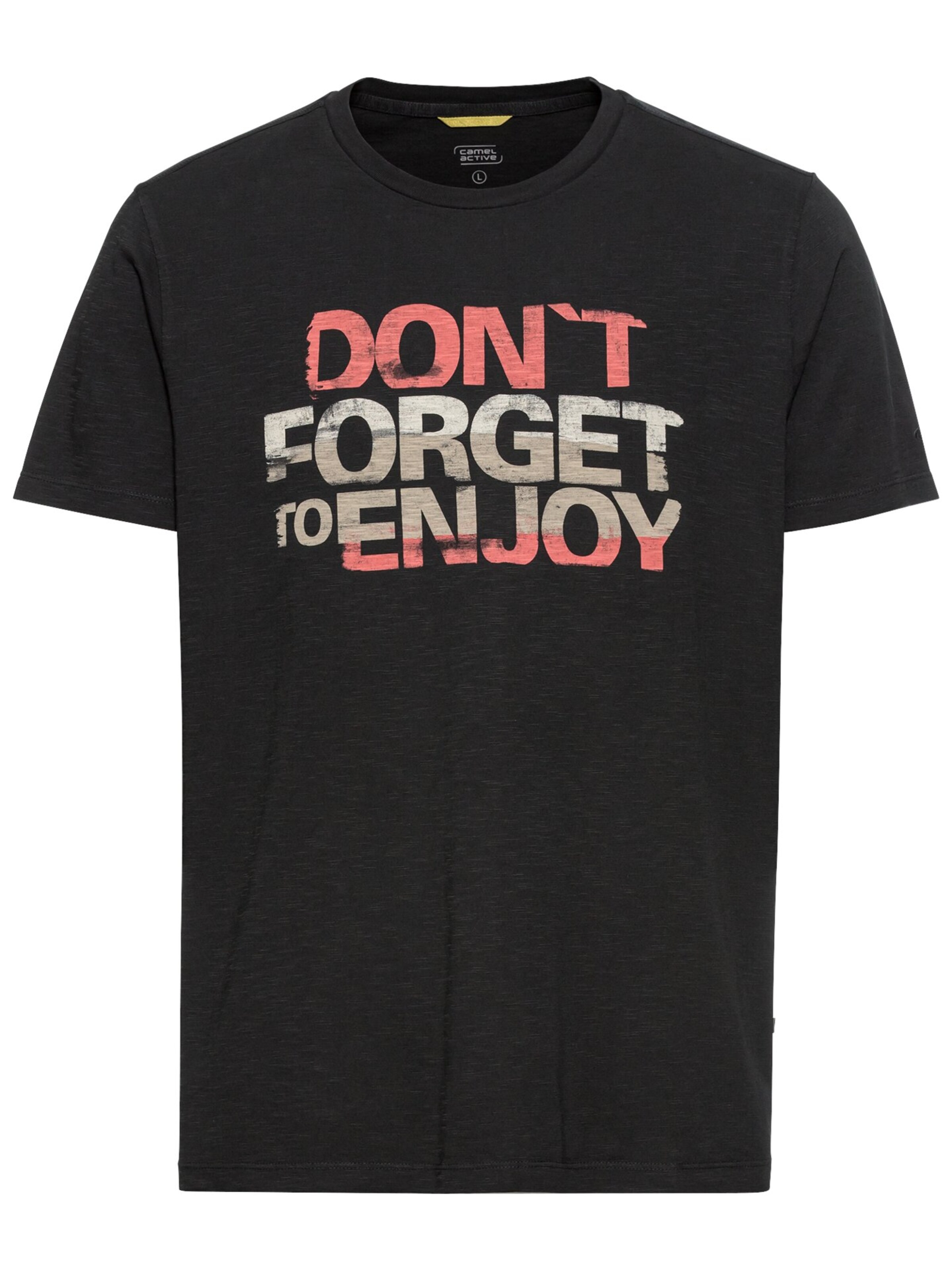 CAMEL ACTIVE T-Shirt mit Print aus nachhaltiger Baumwolle in Schwarz: Vorderseite