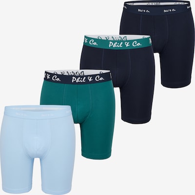 Phil & Co. Berlin Boxers ' Long Boxer ' en bleu clair / vert / noir, Vue avec produit