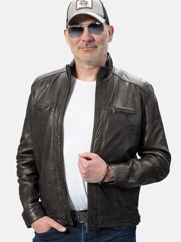 18N62 Lederjacke 'NEGascon' in Schwarz: Vorderseite