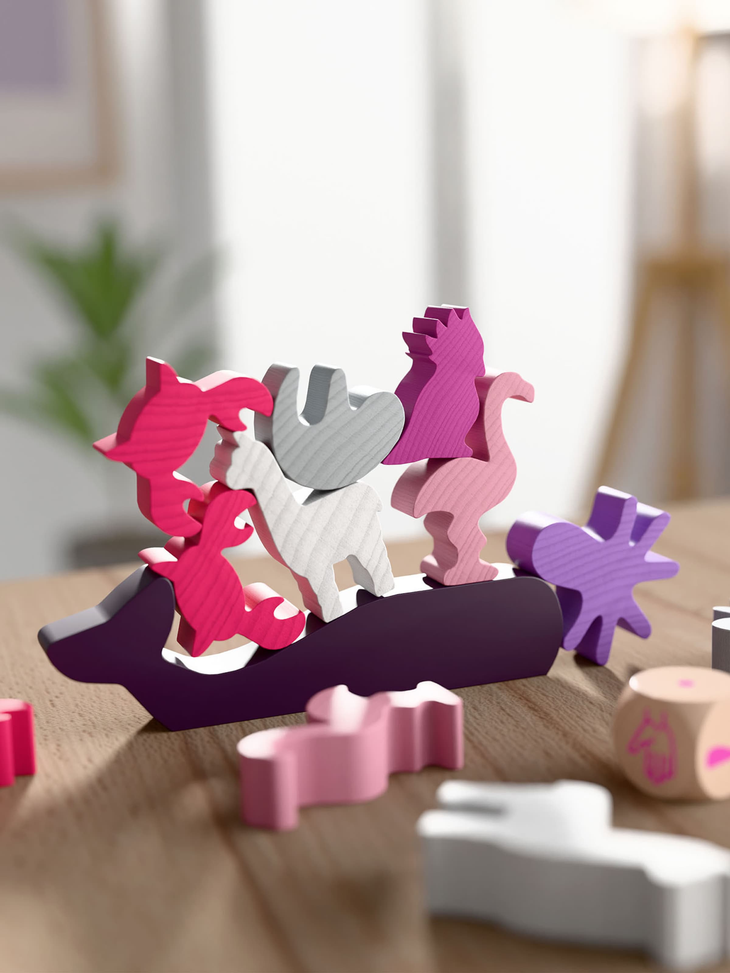 HABA Spel 'Tier auf Tier Pink Edition' in Gemengde kleuren
