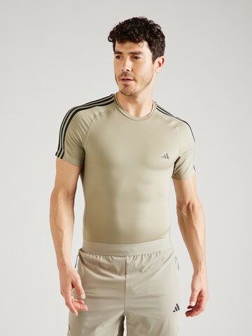 Tricou funcțional 'Techfit 3-Stripes' de la ADIDAS PERFORMANCE pe bej: față