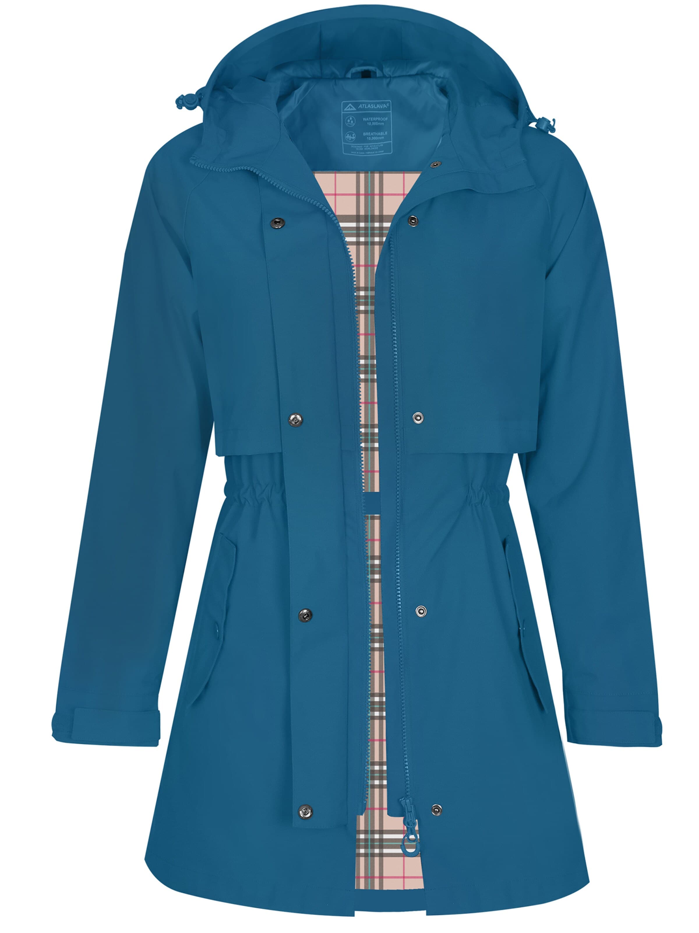ATLASLAVA Outdoor Coat 'Waterproof Outdoor Jacket' in Green: front