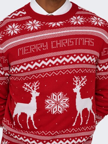 Only & Sons Trui 'ONSXmas' in Rood
