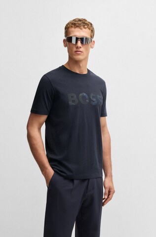 BOSS T-Shirt 'Logo Glamping' in Blau: Vorderseite