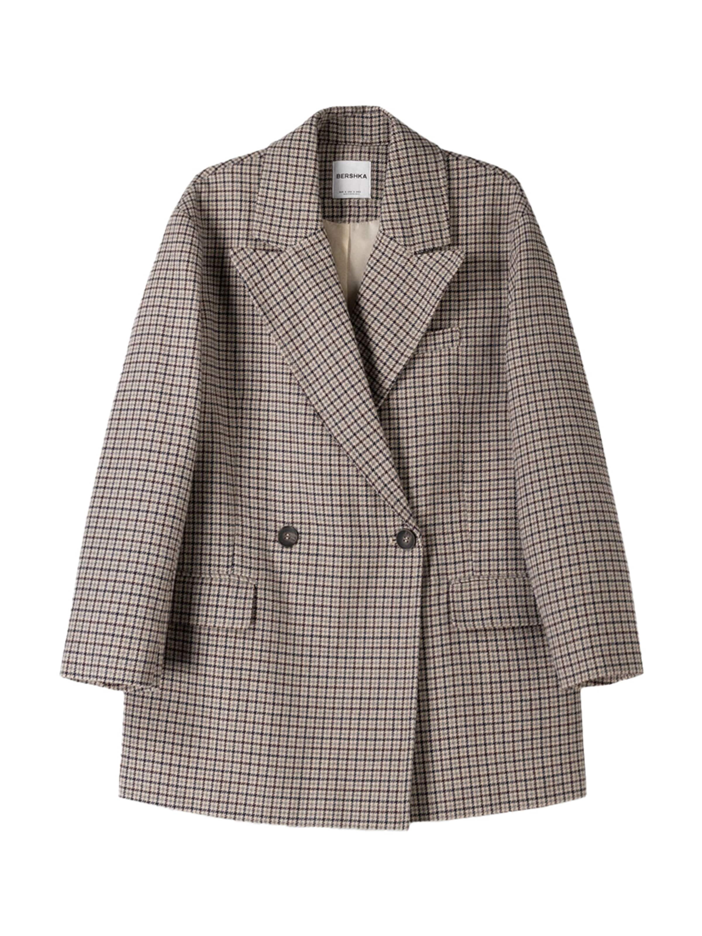 Bershka Prechodný kabát - piesková / čierna, Produkt