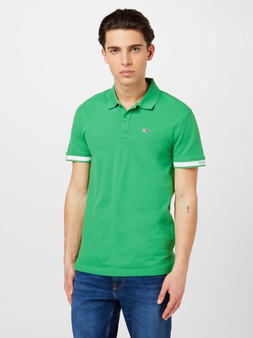 Tommy Jeans Тениска в зелено: отпред