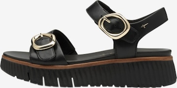 Sandales 'Bequeme Keilabsatz-Sandalen aus Leder' Tamaris en noir : devant