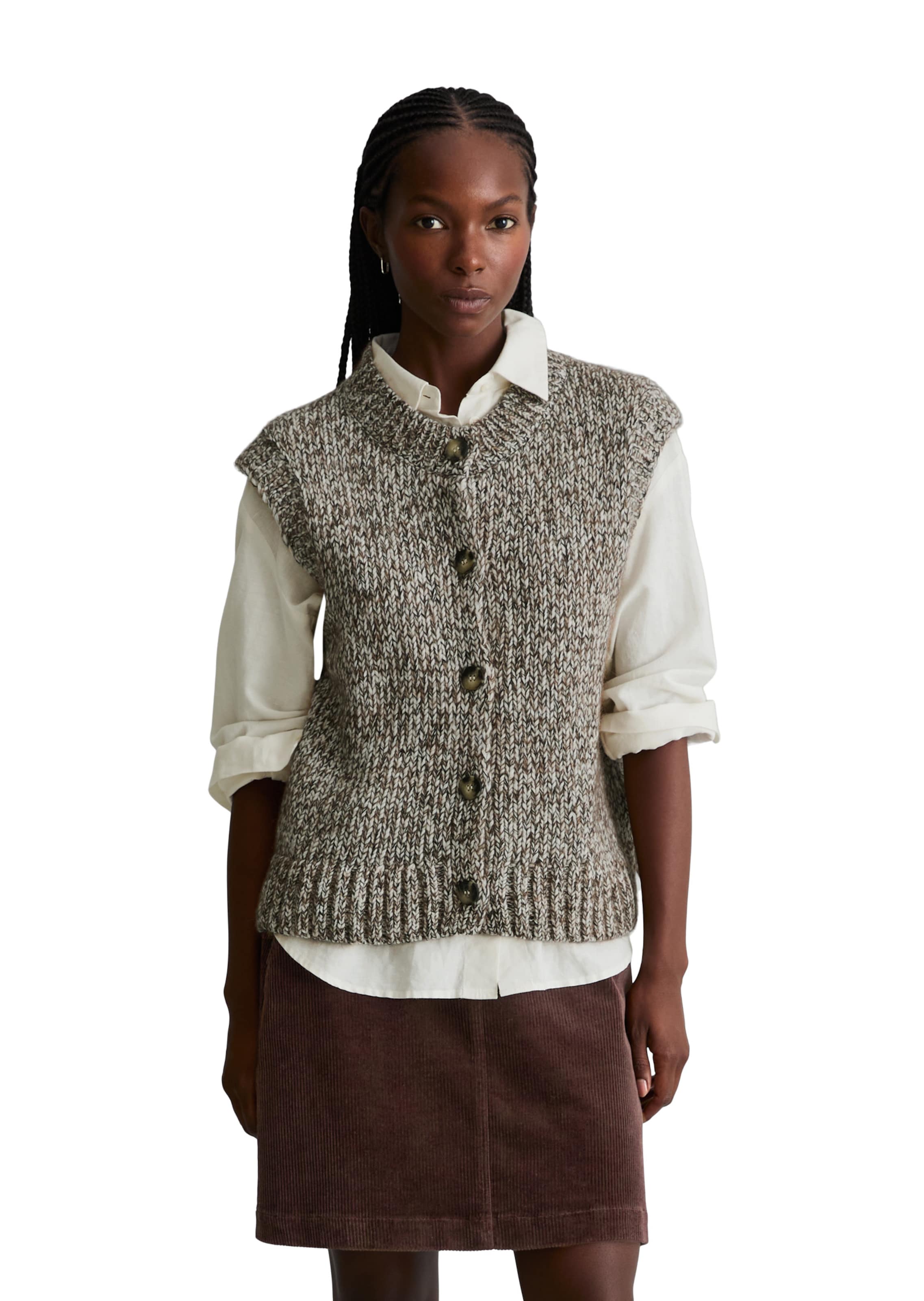 Marc O'Polo DENIM Knitted vest in Beige: front