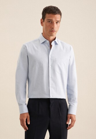 Coupe regular Chemise business 'SMART FLANNELS' SEIDENSTICKER en bleu : devant