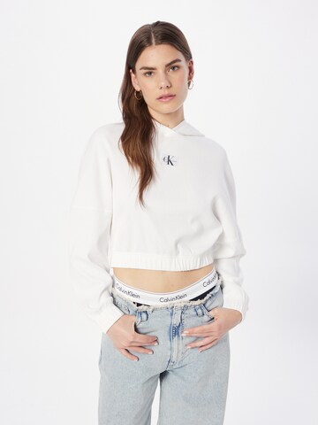 Sweat-shirt Calvin Klein Jeans en blanc : devant