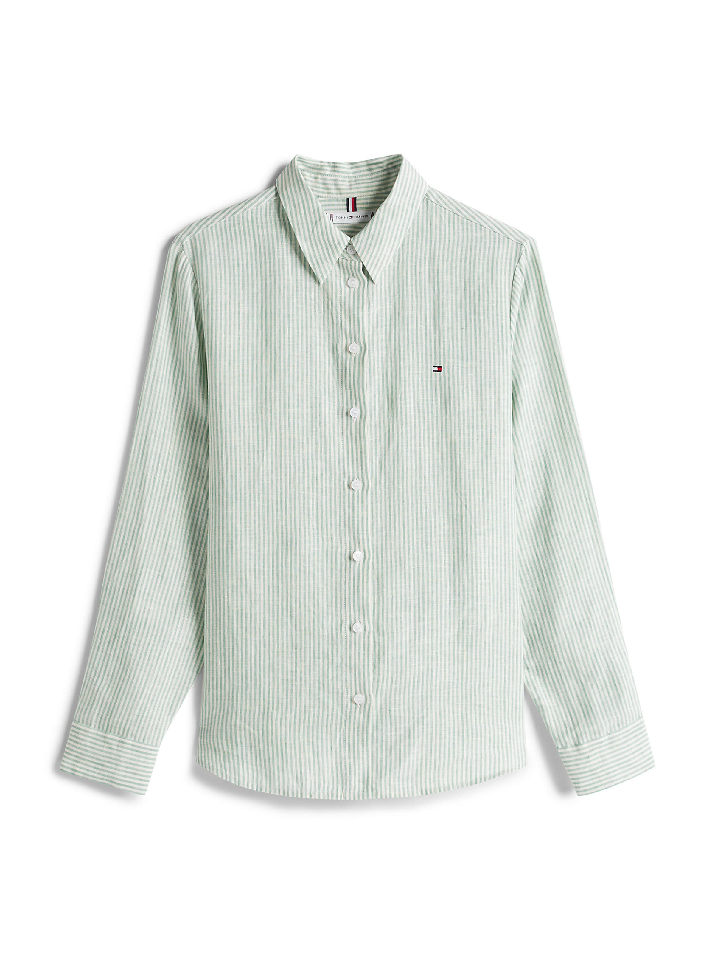 TOMMY HILFIGER Blouse in de kleur Groen / Wit, Productweergave