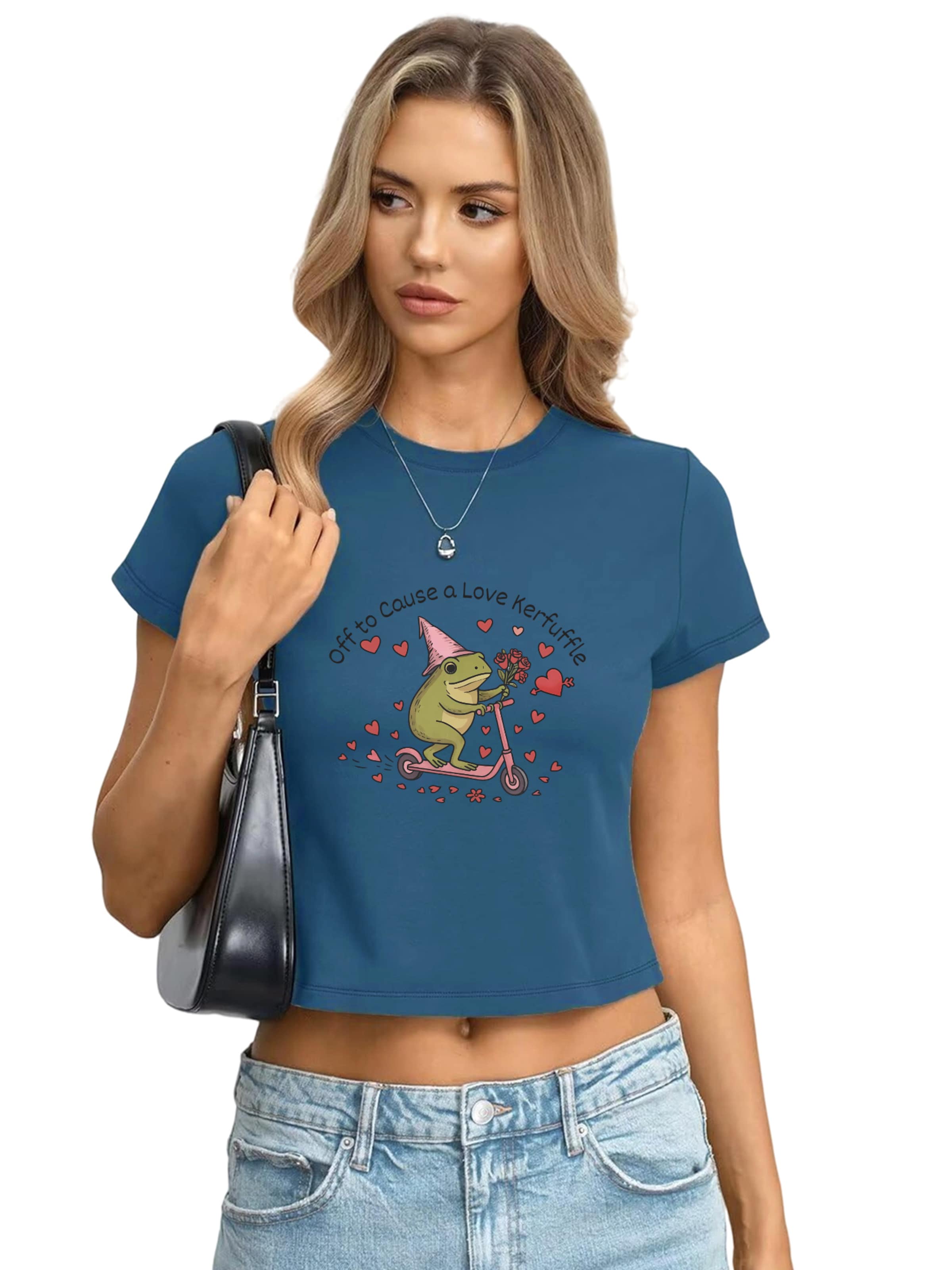 GORHEY Shirt 'Women's Summer Casual Cotton T-Shirt with  Cartoon characters Print'‌‌‌‌‌‌‌‌ in blau, Produktansicht