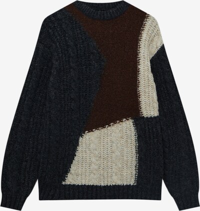 Pull&Bear Pull-over en beige / brun foncé / anthracite, Vue avec produit