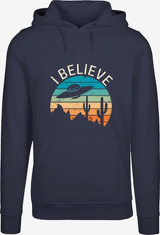 Sweat-shirt 'I Believe UFO Alien Sonnenuntergang' F4NT4STIC en bleu : devant