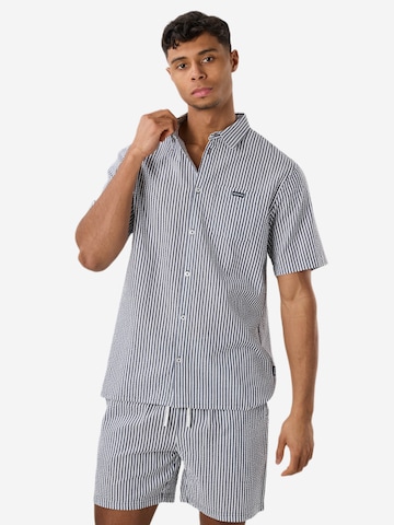 Coupe regular Chemise 'Seersucker' Seaside en bleu : devant