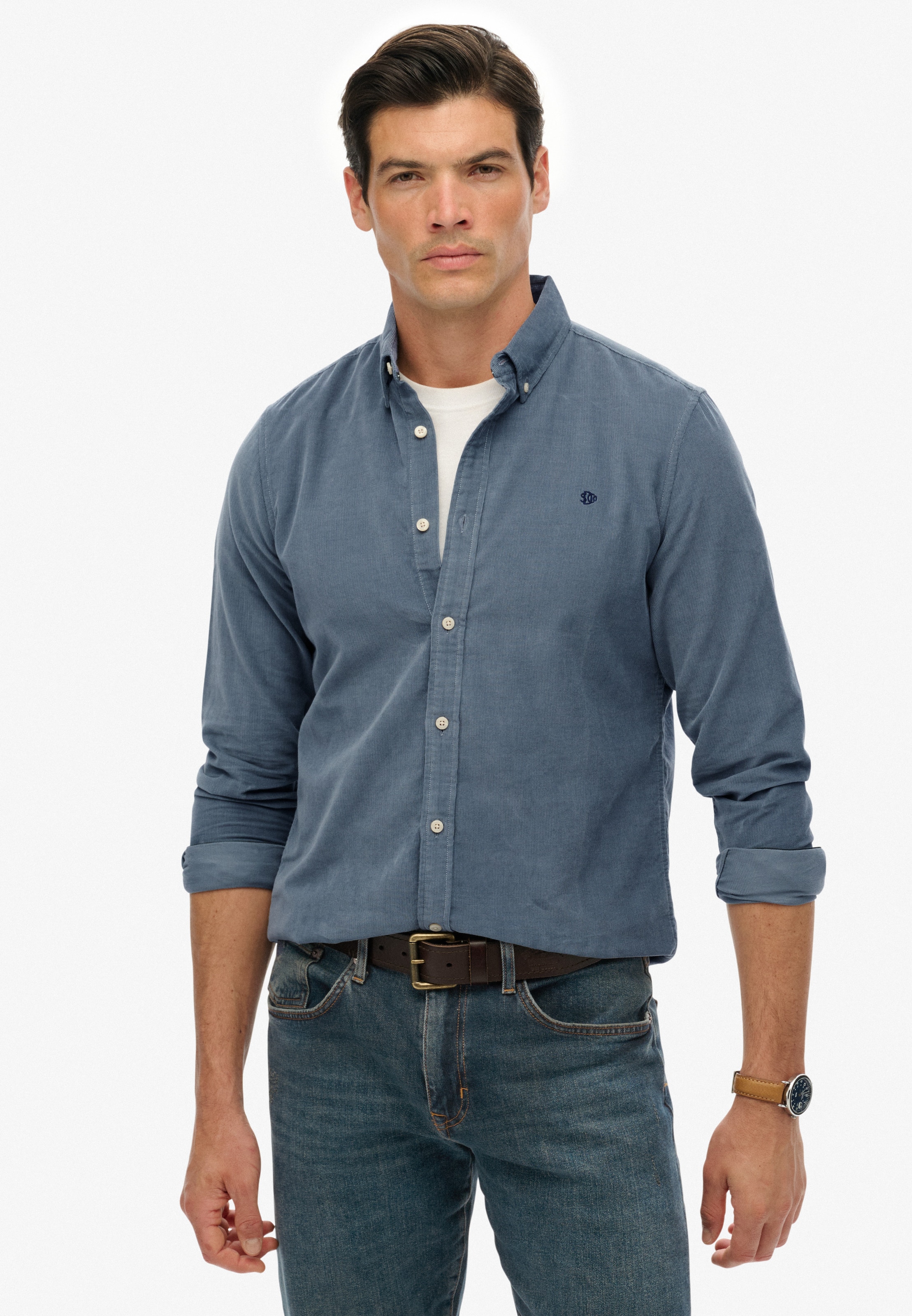 Coupe regular Chemise Superdry & Co en bleu : devant