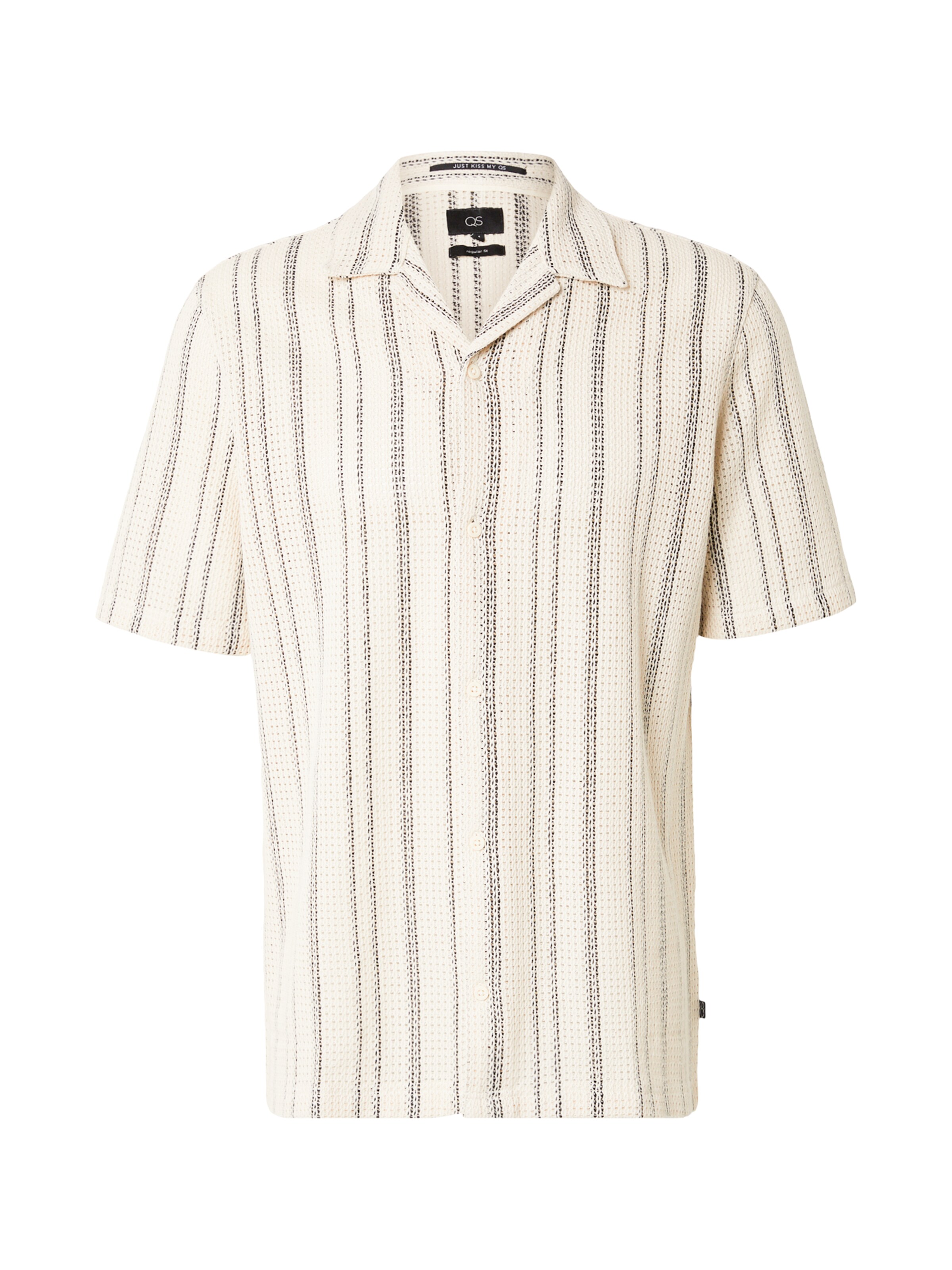 QS Comfort fit Button Up Shirt in Beige: front