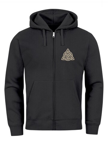 Neverless Zip-Up Hoodie 'Valhalla' in Black: front