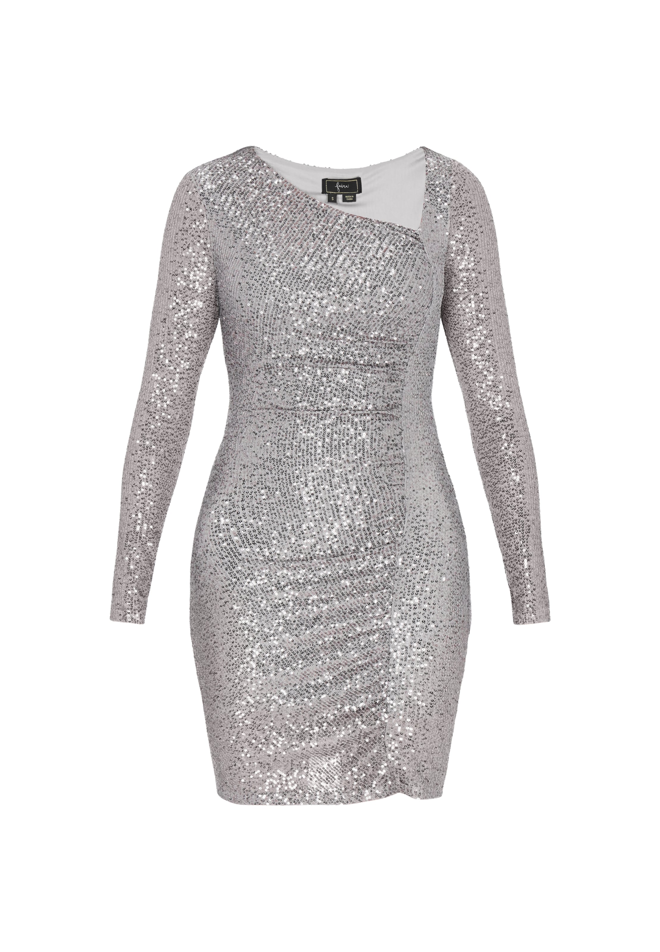 faina - Vestido de gala en plata: frente