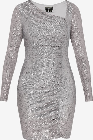 faina - Vestido de gala en plata: frente