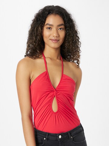 NU-IN Shirt Bodysuit in Red: front